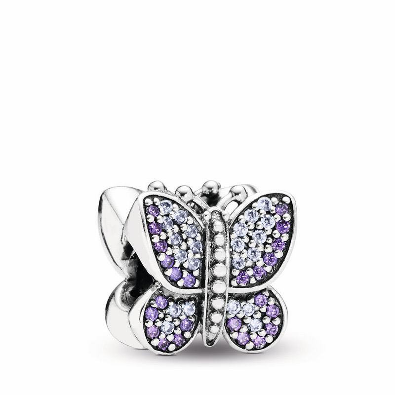 Pandora Australia Sparkling Butterfly Charm - Sterling Silver | QDKOXS374